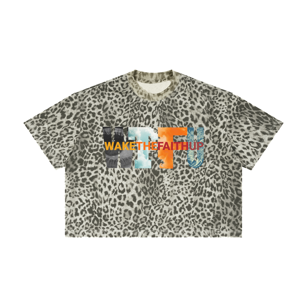 Wake The Faith Up Unisex Leopard Print Boxy T-Shirt