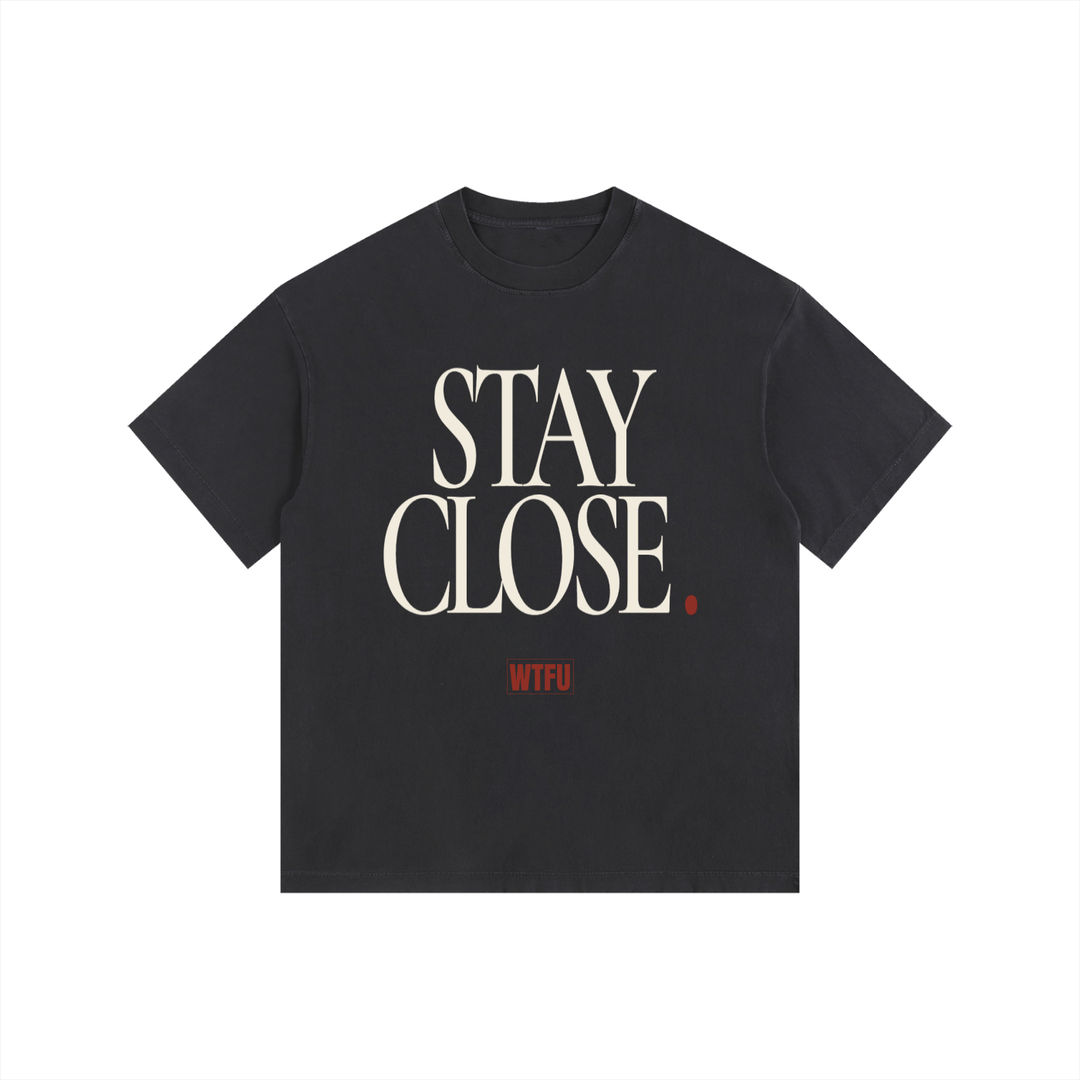 STAY CLOSE  WTFU Vintage Washed Oversized Cotton T-Shirt