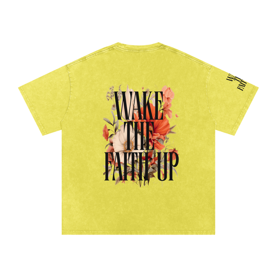 Wake The Faith Up Snow Washed Oversized Cotton T-Shirt