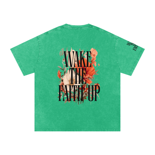Wake The Faith Up Snow Washed Oversized Cotton T-Shirt