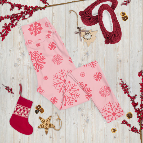 Pink Christmas Snowflake Leggings